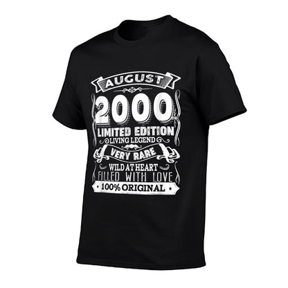 Vintage August 2000 21st Birthday  Heathered Texture T-Shirt