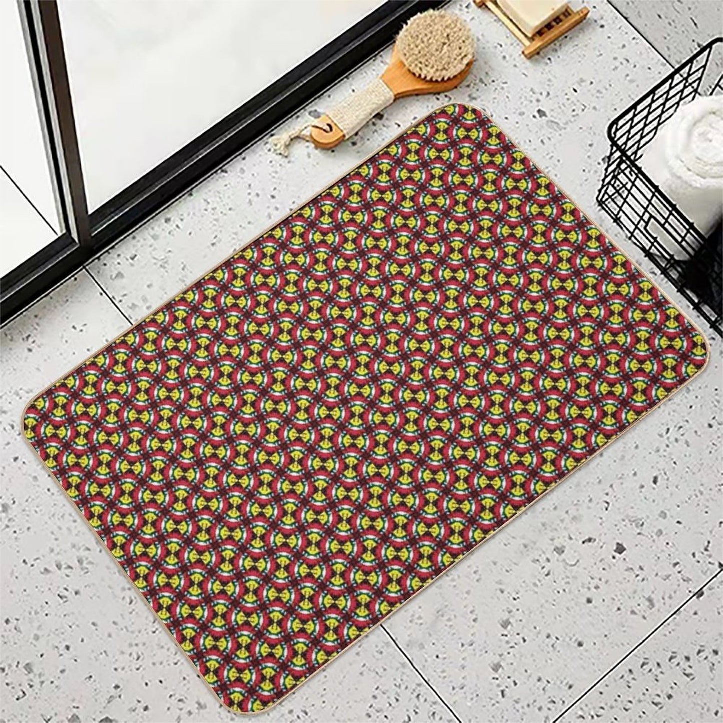 Festive Golden Bowtie Angled  Dirt-Trapping Bath Mat