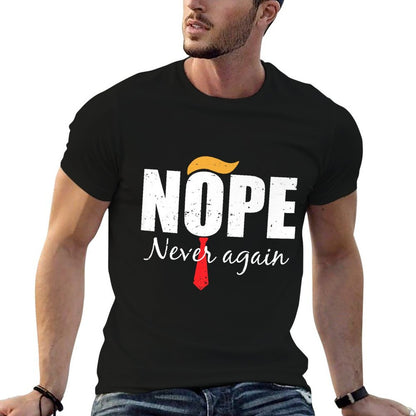Nope Never Again Funny Trump Hair Premium  Trendy Pattern T-Shirt