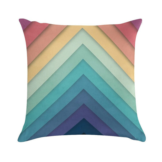 Retro Chevrons 002 Soft Short Plush Fabric Throw Pillow