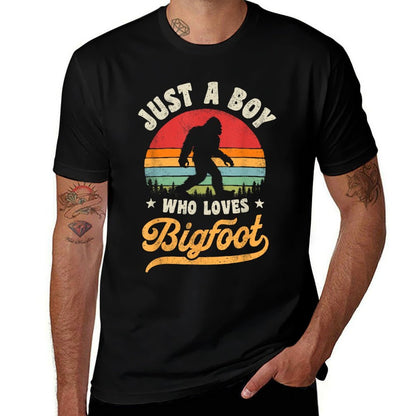 Bigfoot Just A Boy Who Loves Sasquatch Funny Retro Vintage  Polyester Blend T-Shirt