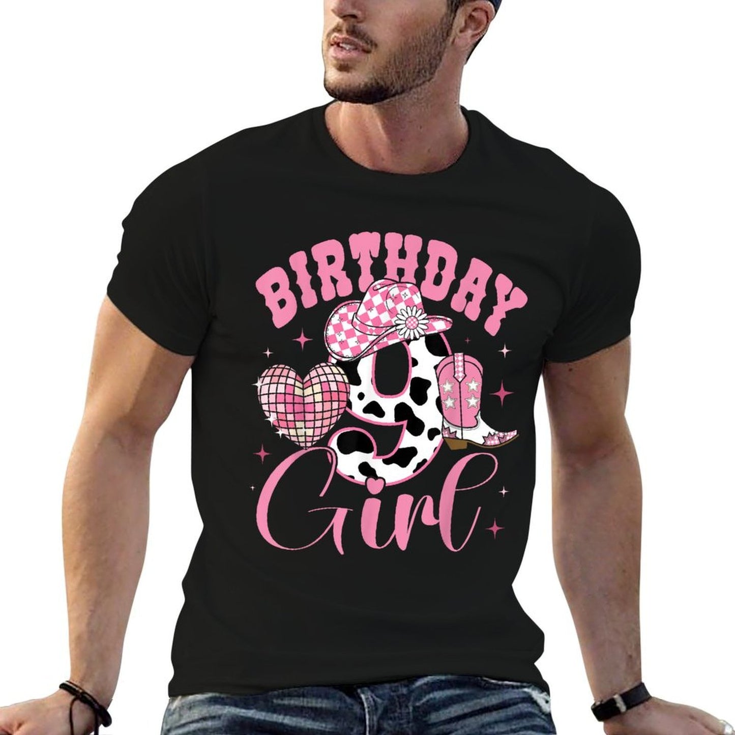 Happy 9th Birthday Girl Outfit Rodeo Western Cowgirl Cowboy  Relaxed-fit T-Shirt