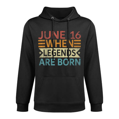 June 16 When Legends Are Born Happy Birthday Distressed Colorfast Hoodie