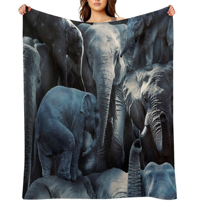 Elephants Plush Throw Blanket