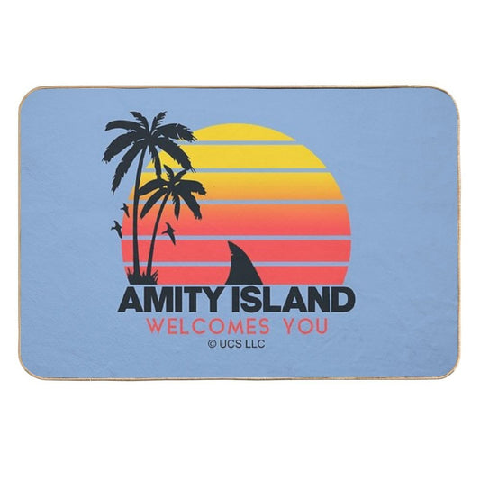 Jaws Movie Amity Island Welcomes You. Birthday Party Gifts. Officially Licensed Merch.  Repositionable Bath Mat