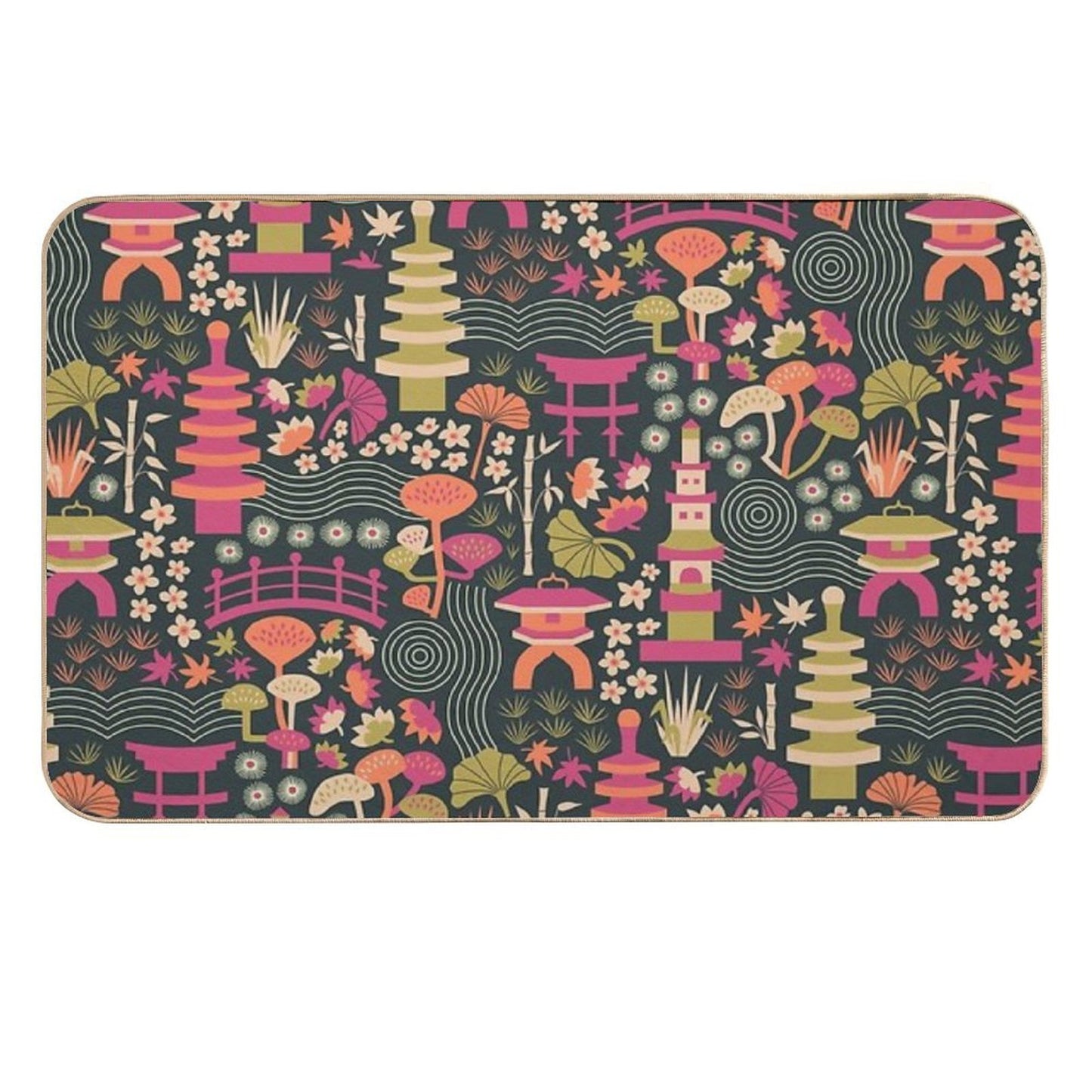 Zen Garden Based on The Japanese Tea Garden in Golden Gate Park  Absorbent Bath Mat