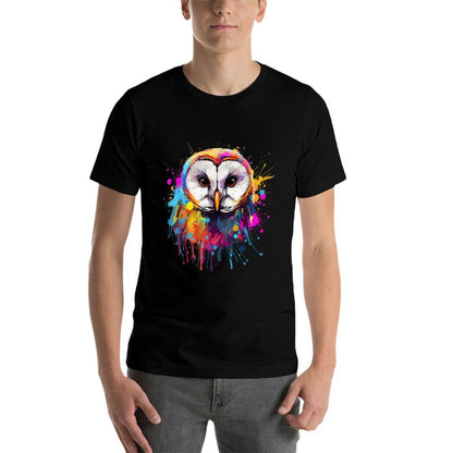 Colorful Splash Art Barn Owl Owls Lover  Polyester Blend T-Shirt