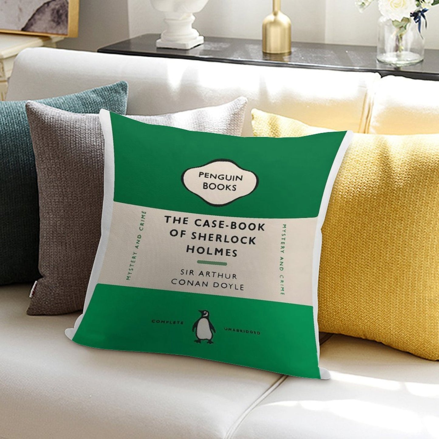 Penguin Book SH Design Soft Hidden Zipper Throw Pillow
