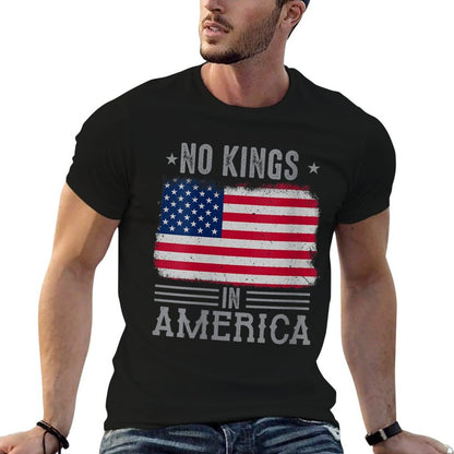 Womens No Kings in America Flag Protest Save Democracy  Slim-fit Cut T-Shirt