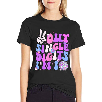 Peace Out Single Digits I&#39;m 10 Digits Groovy Birthday Girls  Odor-resistant T-Shirt