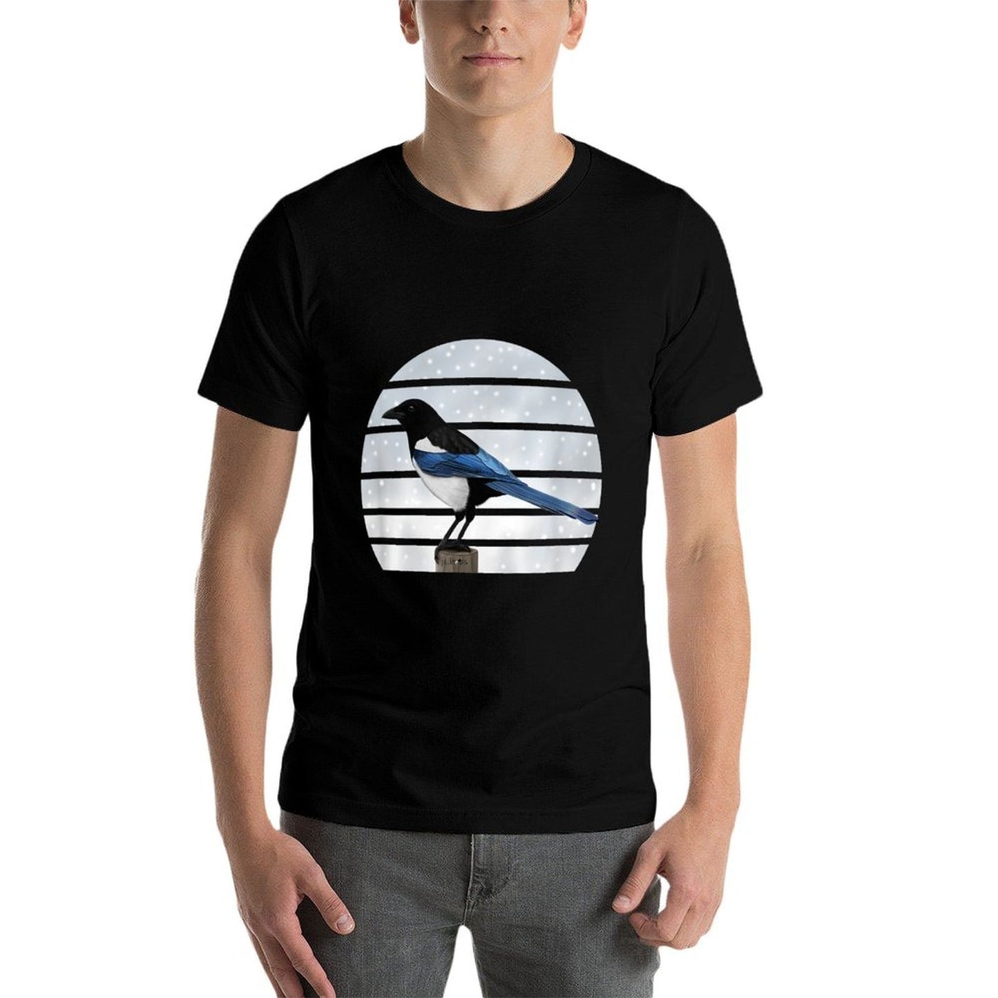Magpie Winter Birds Christmas Snow Birder Birdwatching  Polyester Blend T-Shirt