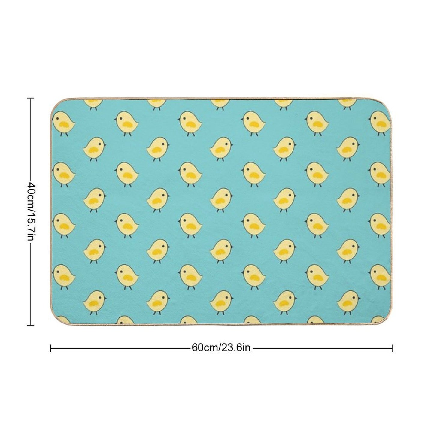 Busy Chicks Pattern - Yellow on Aqua Blue  Pet-Safe Bath Mat
