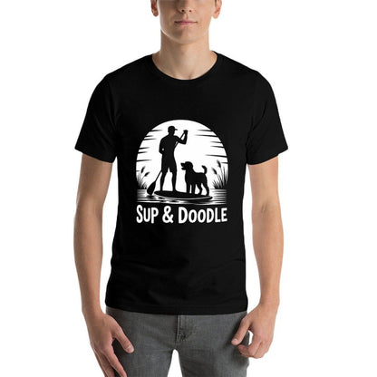 SUP  Doodle Dog Lover Paddleboarding  Trendy Pattern T-Shirt