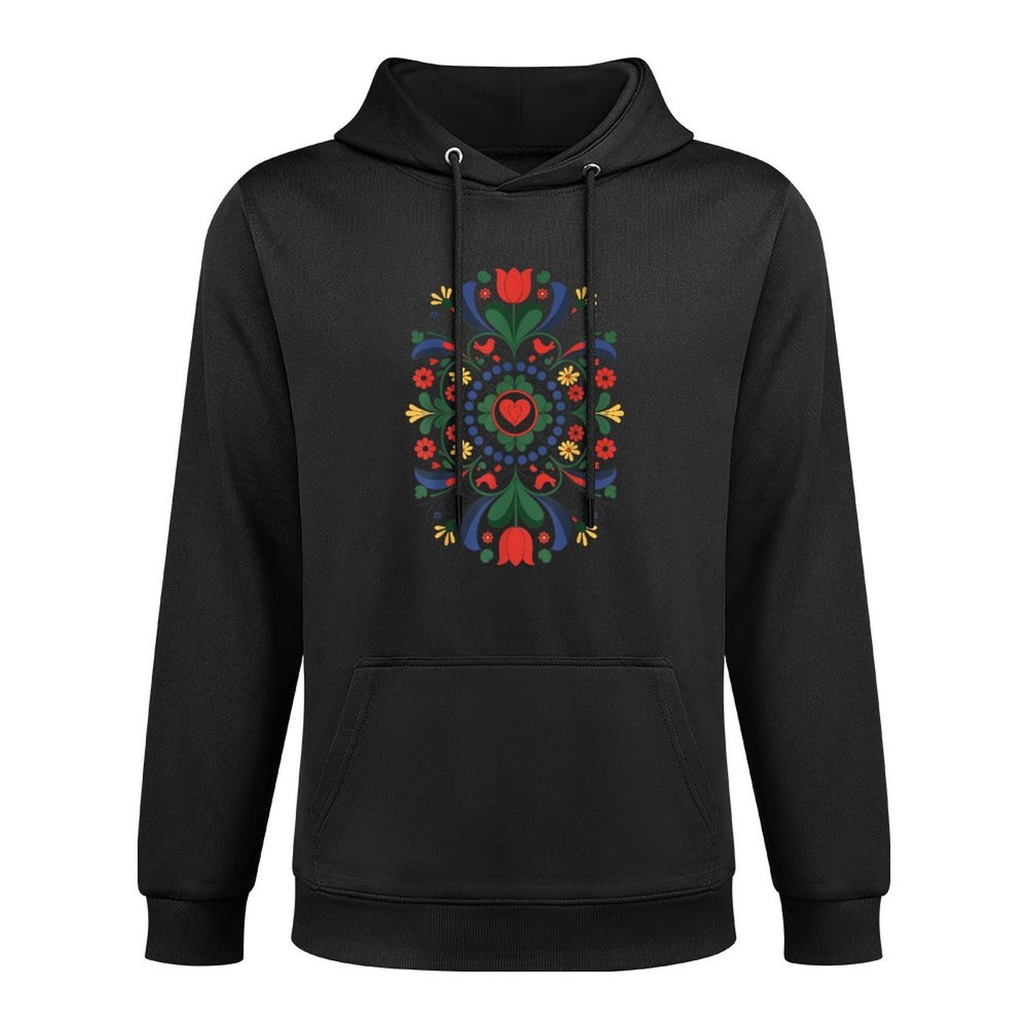 Folk Mandala Heart Birds Flowers Polish Art Unisex Design Hoodie