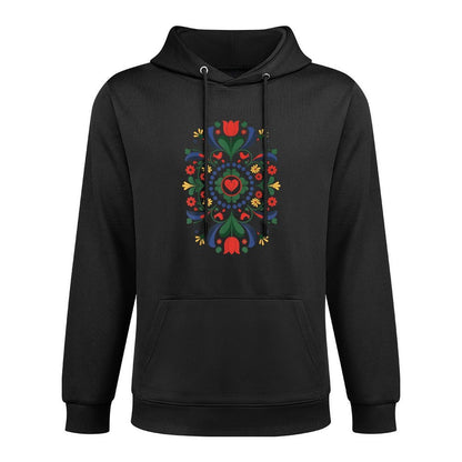 Folk Mandala Heart Birds Flowers Polish Art Unisex Design Hoodie