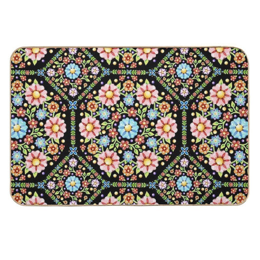 Millefiori Floral Flower Crown Durable Bath Mat
