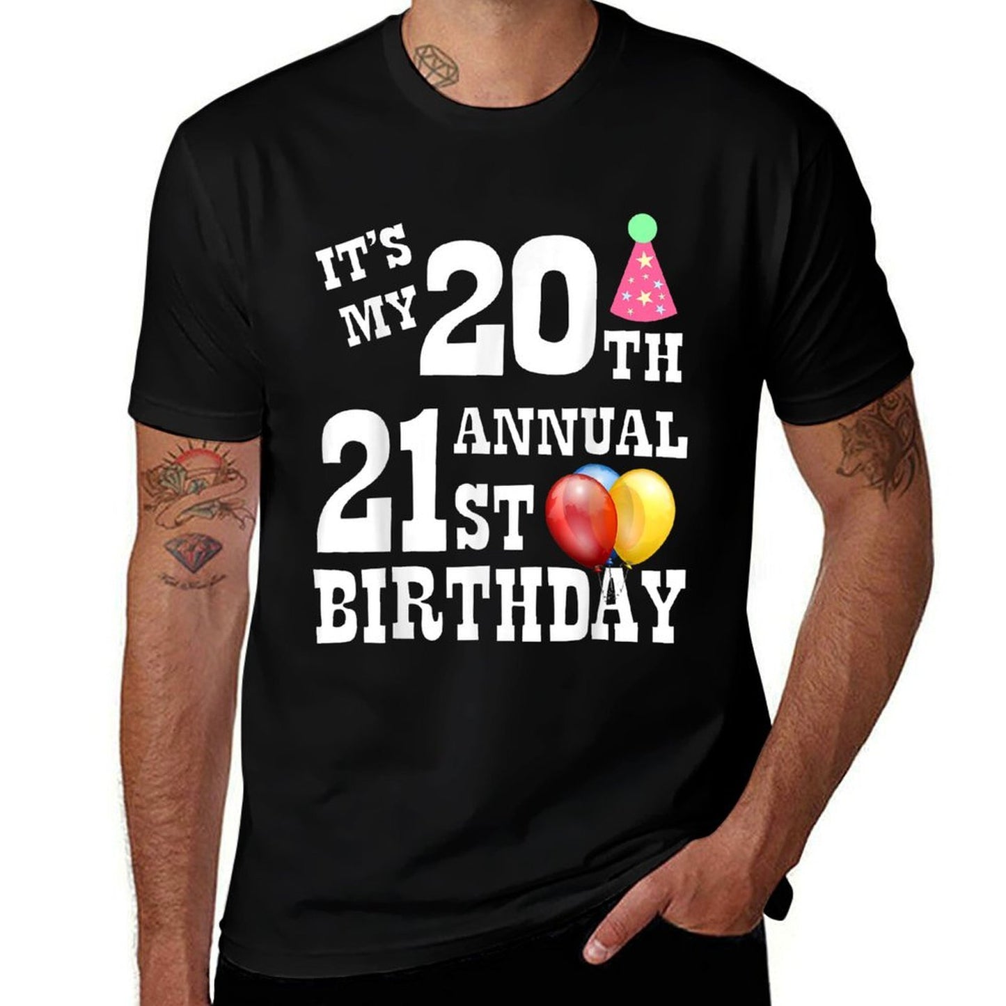 It's My 20th Annual 21st Birthday Funny Bday  Oversized Silhouette T-Shirt