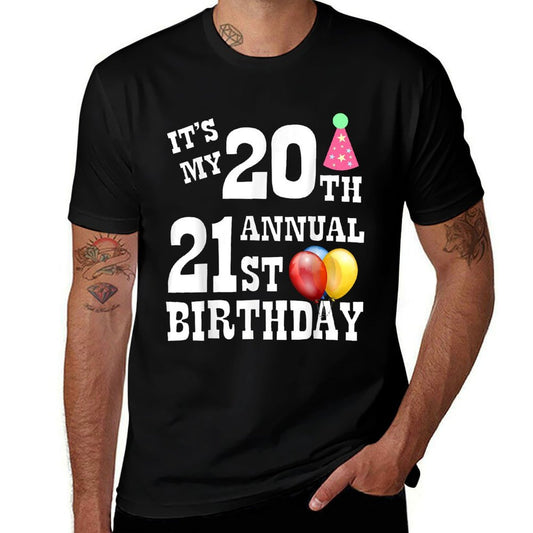 It's My 20th Annual 21st Birthday Funny Bday  Oversized Silhouette T-Shirt