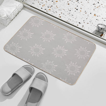 Cute Boho Sun Pattern Bohemian Aesthetic In Muted Colors Taupe  Slip-Resistant Bath Mat