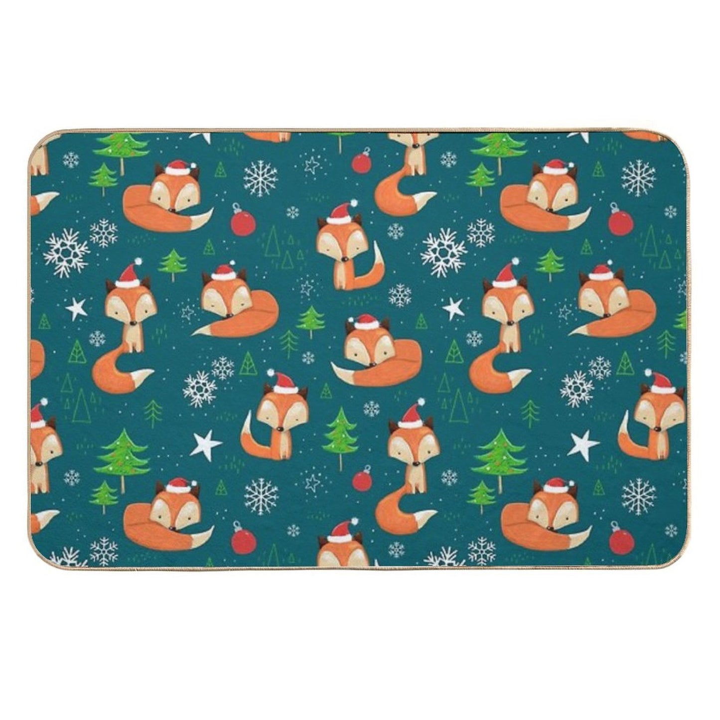 Winter Fox Christmas Holiday  Absorbent Bath Mat