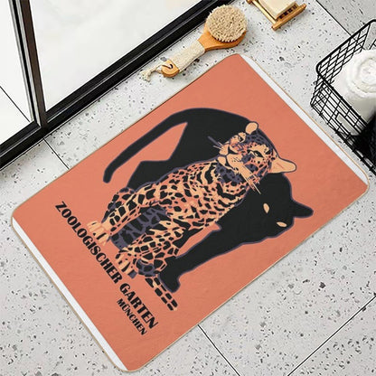 Retro Vintage Munich Zoo Big Cats  Slip-Resistant Bath Mat