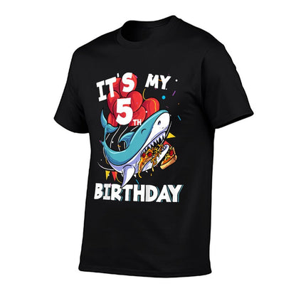 Kids It's My 5th Birthday 5 Year Old Shark Birthday  Stretchy T-Shirt