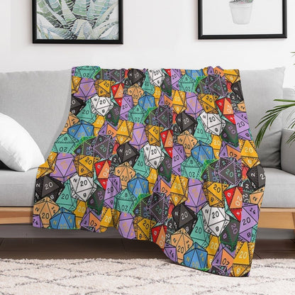 Polyhedral Paradise Vibrant D20 Dice Pattern Multi-functional Throw Blanket