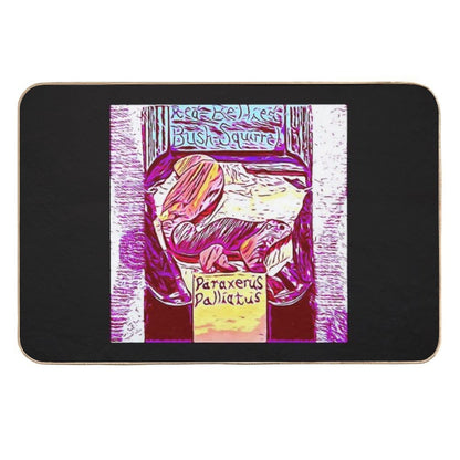 African Red Bellied Bush Squirrel Intarsia from Walnut And Cedar  Repositionable Bath Mat