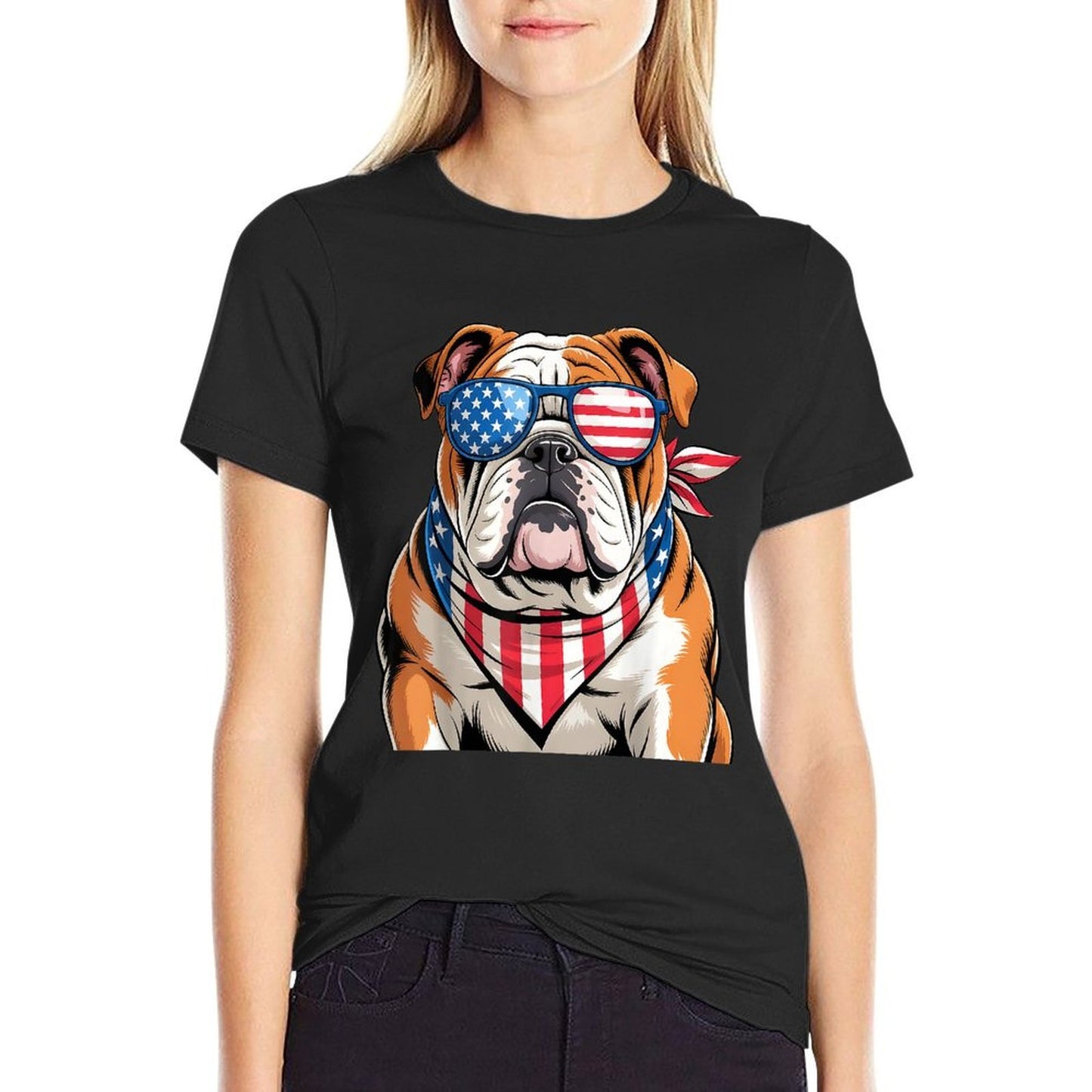 American Patriotic Bulldog 4th Of July 2025 USA Men  Wrinkle-resistant T-Shirt