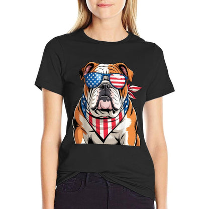 American Patriotic Bulldog 4th Of July 2025 USA Men  Wrinkle-resistant T-Shirt