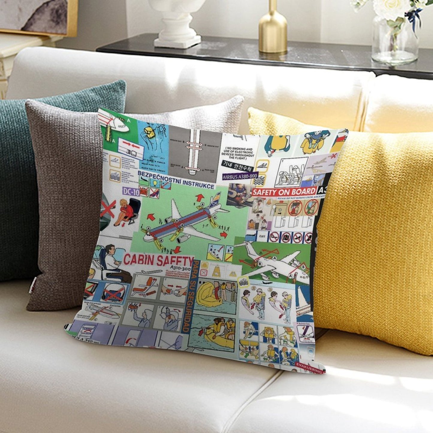 For Your Safety - Collage Soft Gift Ready Throw Pillow