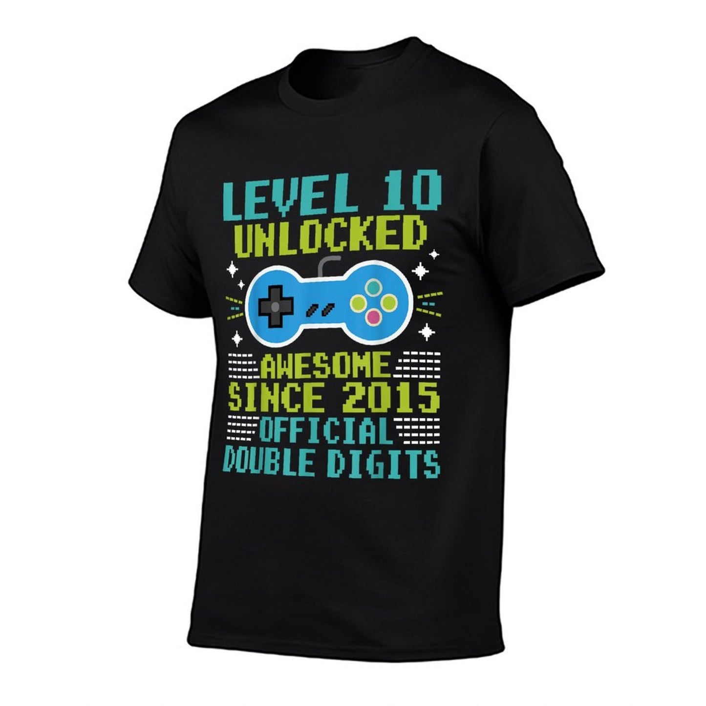10th Birthday Boys Level 10 Unlocked Awesome Since 2015  Polyester Blend T-Shirt