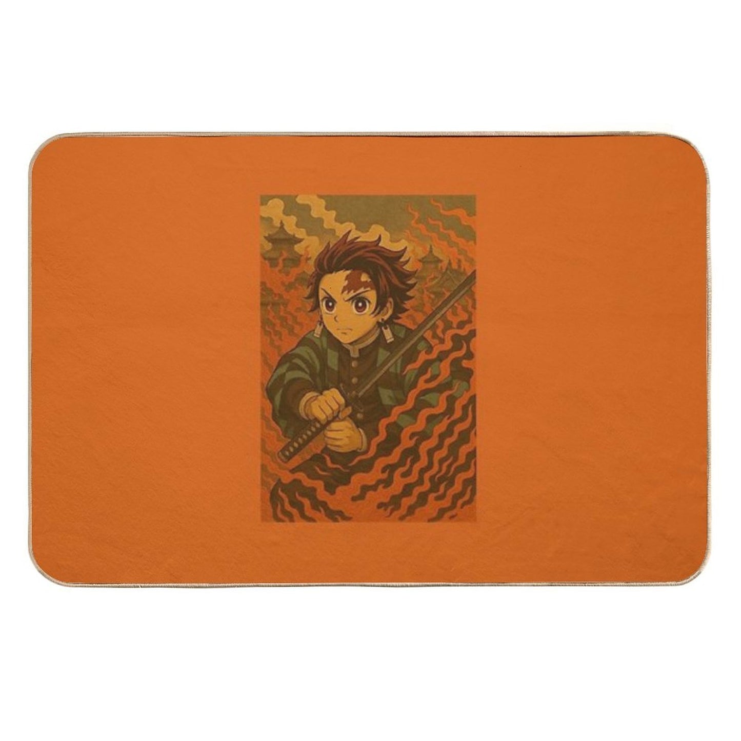 Japanese Vintage Drawing Tanjiro  Stain-Proof Bath Mat
