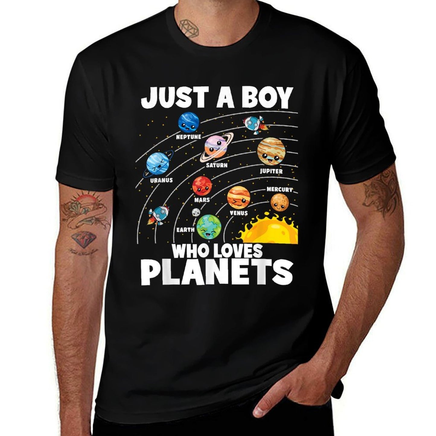 Just A Boy Who Loves Planets Solar System Astronomy Space  Vintage-inspired T-Shirt
