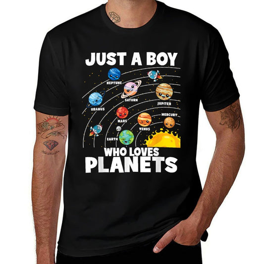 Just A Boy Who Loves Planets Solar System Astronomy Space  Vintage-inspired T-Shirt