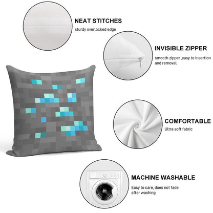 Minecraft Diamond Block Soft Short Plush Fabric Throw Pillow