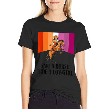 Lesbian Subtle WLW Ride A Cowgirl Queer Gay Pride Month  High-quality Stitching T-Shirt