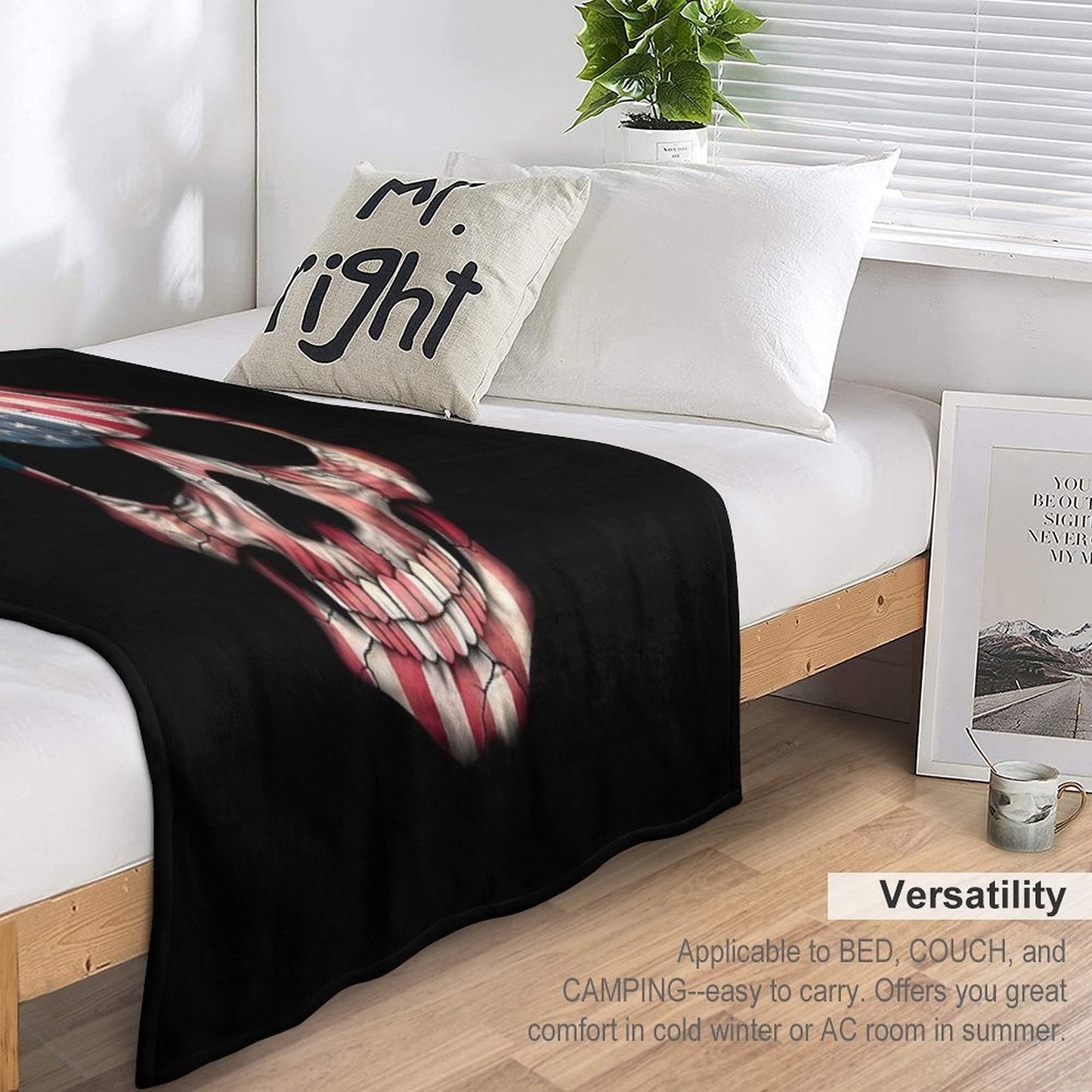 American Flag Skull Comfort Throw Blanket