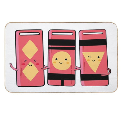 Cute Three Bath Token Illustration  Dirt-Trapping Bath Mat
