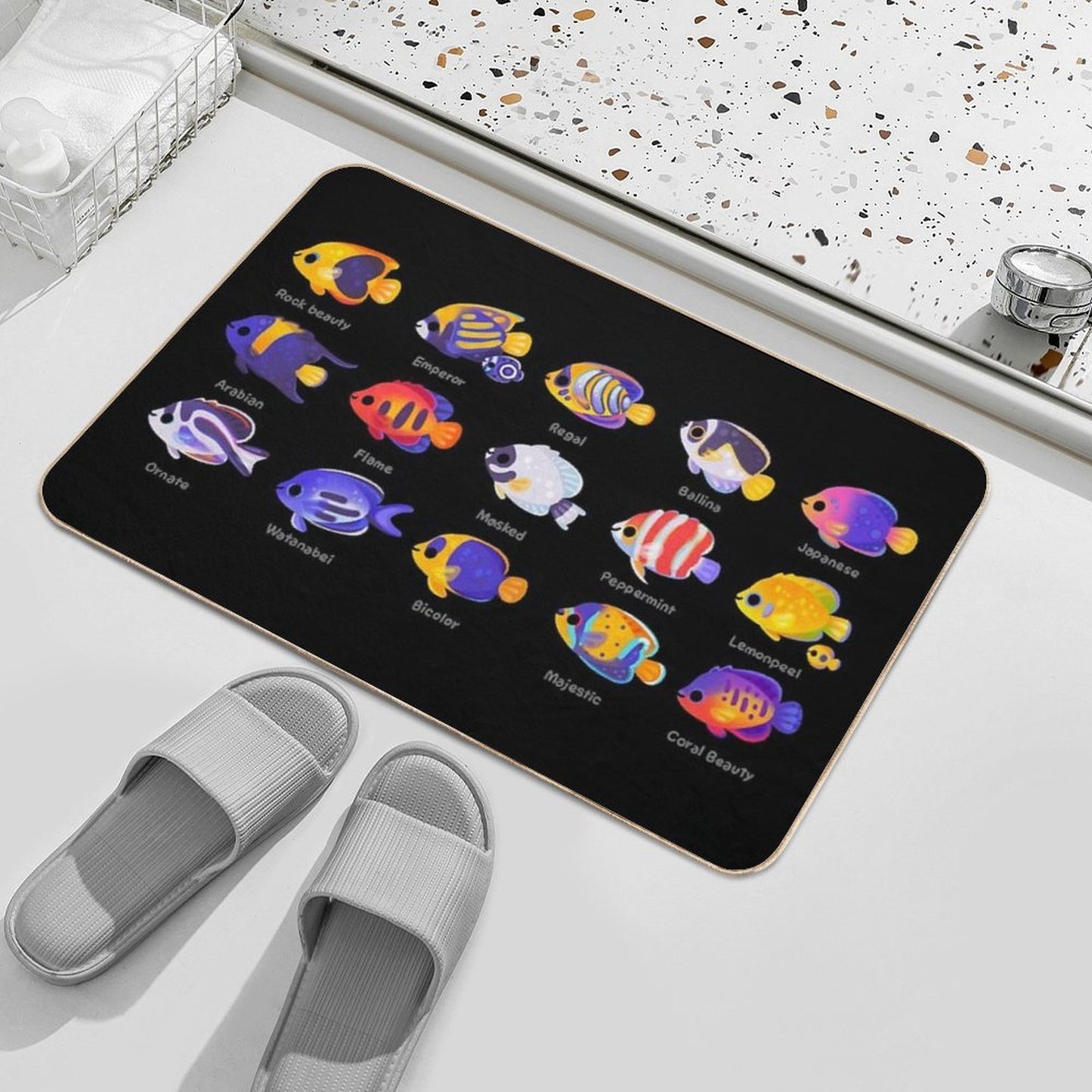 Angelfish! (marine) - Name Ver.  Anti-Trip Bath Mat
