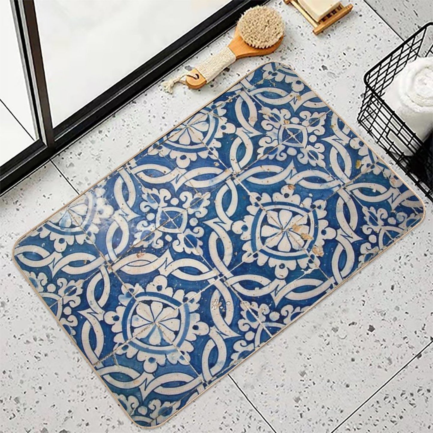 Vintage Portuguese Azulejo  Anti-Trip Bath Mat