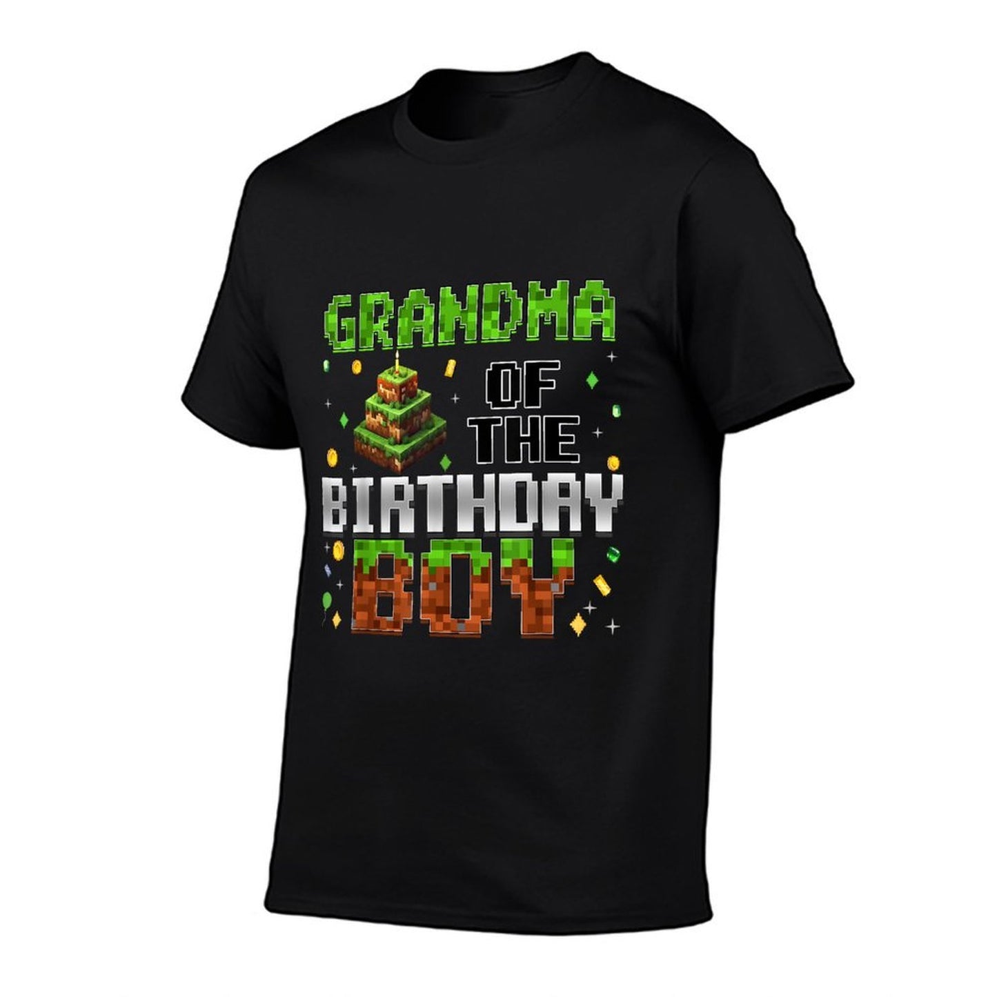 Grandma Of The Birthday Boy Matching Family Bday Pixel Party  Stretchy T-Shirt
