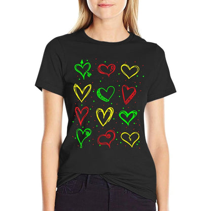 Heart Pattern Juneteenth Black History African American  Heathered Texture T-Shirt