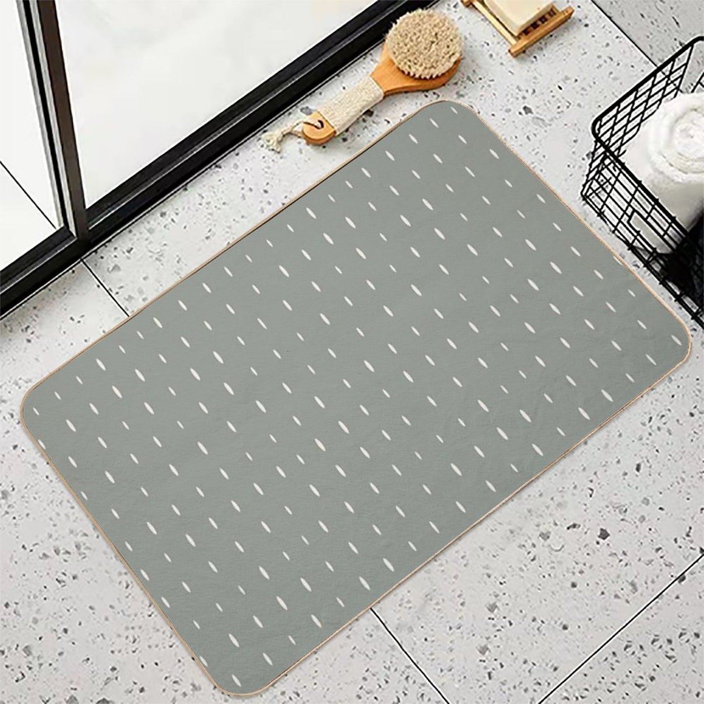 Little Lines Green  Fade-Resistant Bath Mat