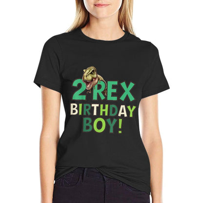 Two Rex 2nd Birthday Second Dinosaur 2 Year Old Kids  Wrinkle-resistant T-Shirt