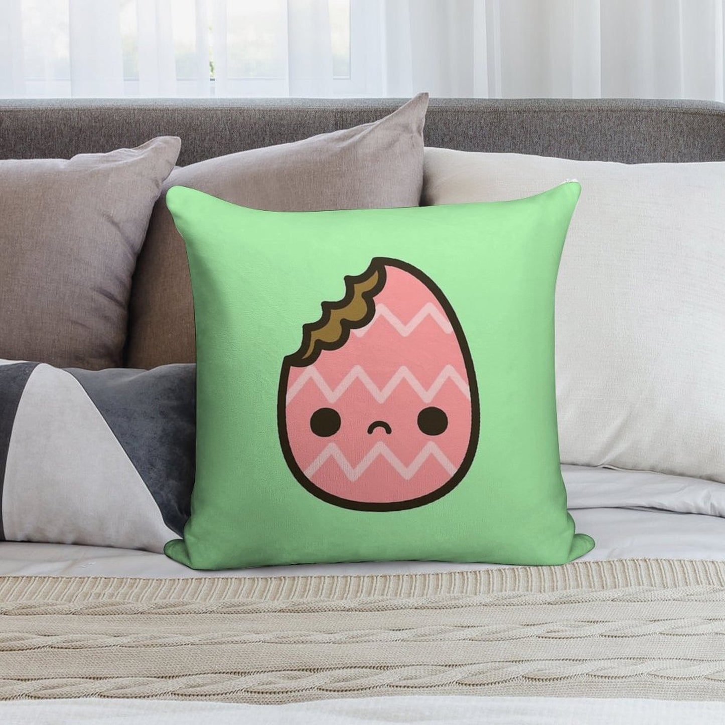 Sad Easter Egg Soft Fade-Resistant Throw Pillow