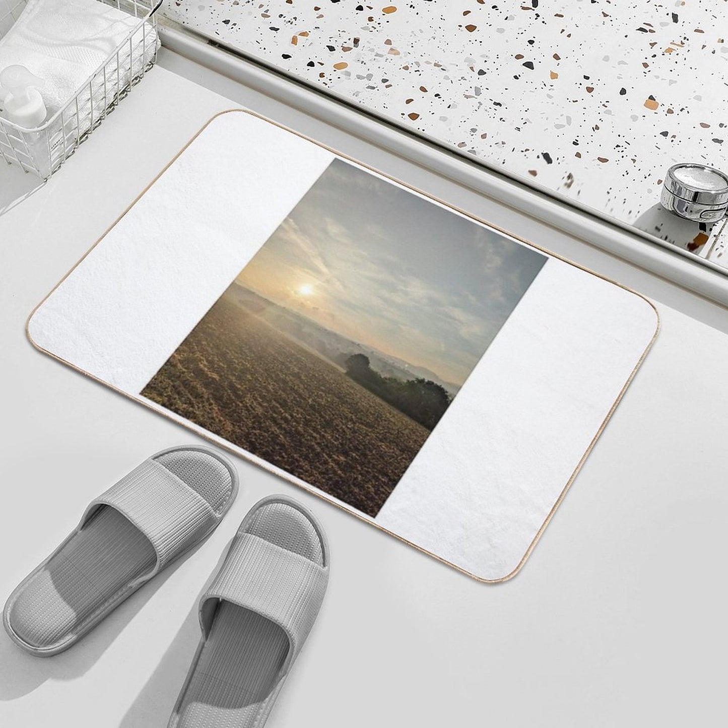 Sunrise over The Swabian Alb  Slip-Resistant Bath Mat
