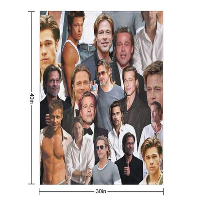 Brad Pitt Photo Collage Travel-friendly Throw Blanket
