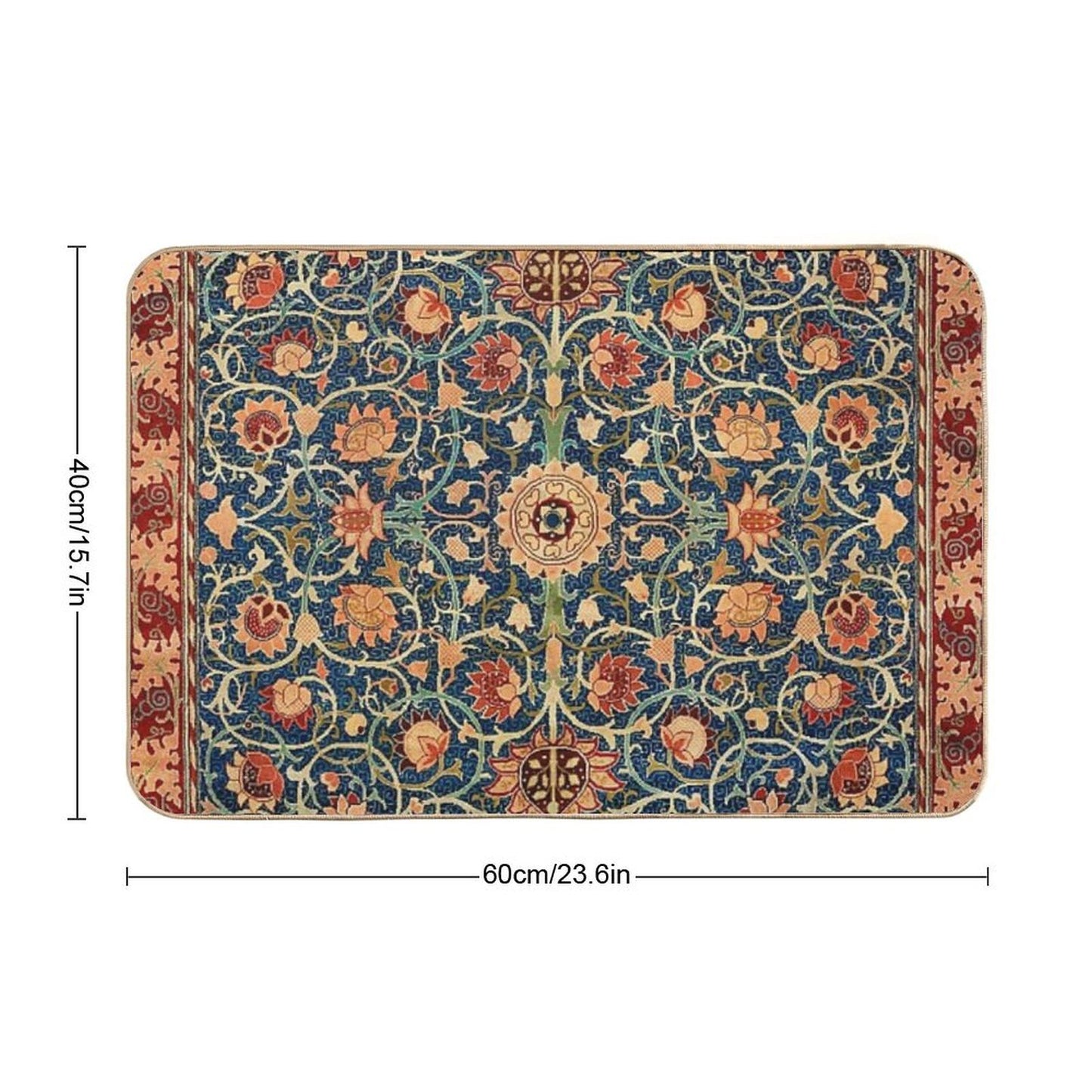 William Morris Floral Carpet Print  Dirt-Trapping Bath Mat