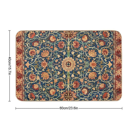 William Morris Floral Carpet Print  Dirt-Trapping Bath Mat